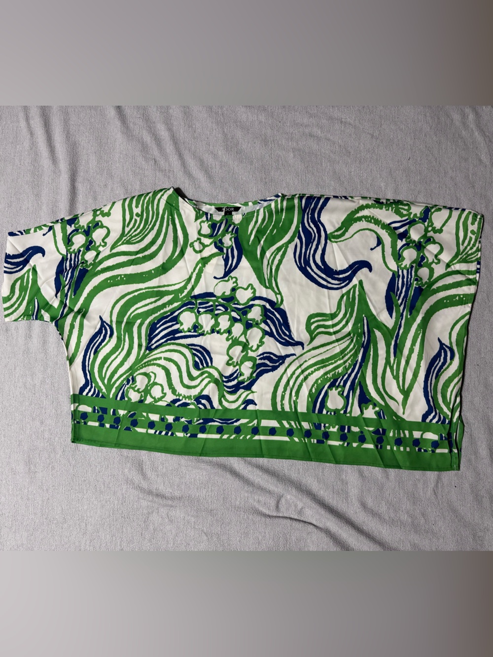 Women's Green & Blue Printed Boxy Crop Blouse